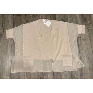 WYNNE LAYERS Women's XL‎ Beige Open Front Sheer Panel Cardigan NEW with tags